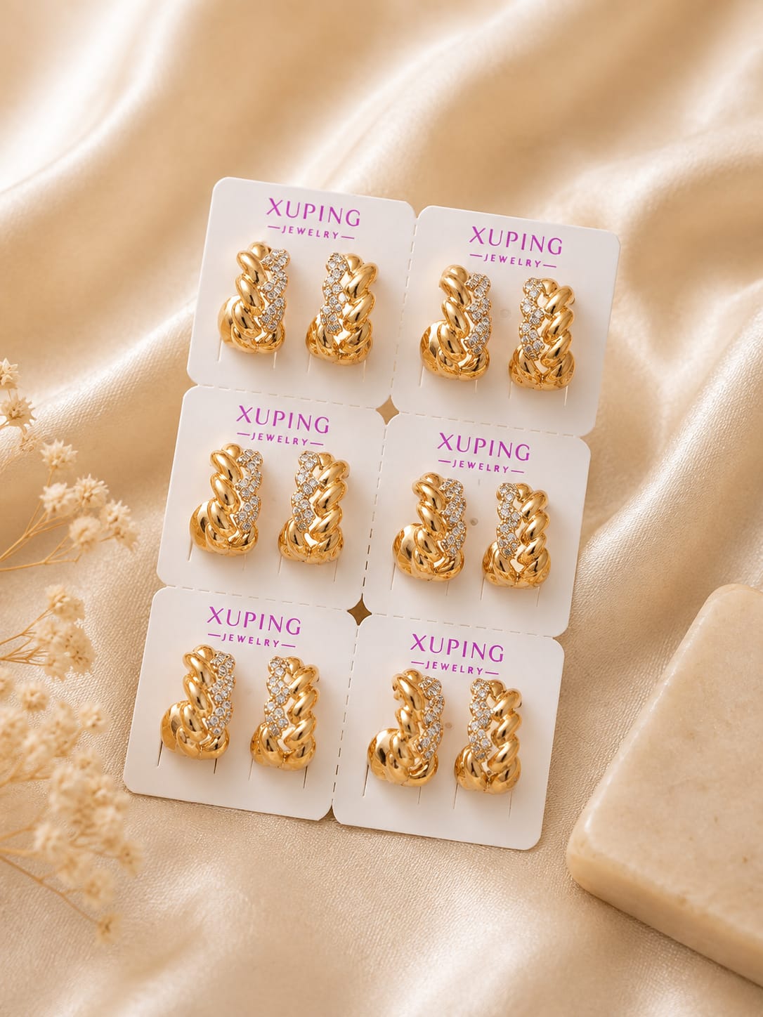 Chain-Link Pavé Twist Earrings