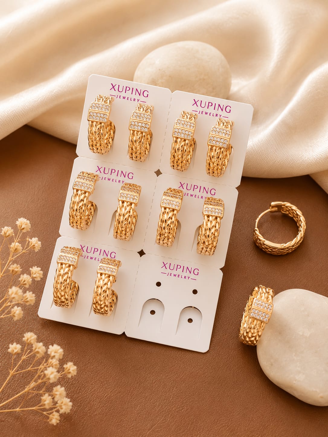 Woven Chain Pavé Hoop Earrings
