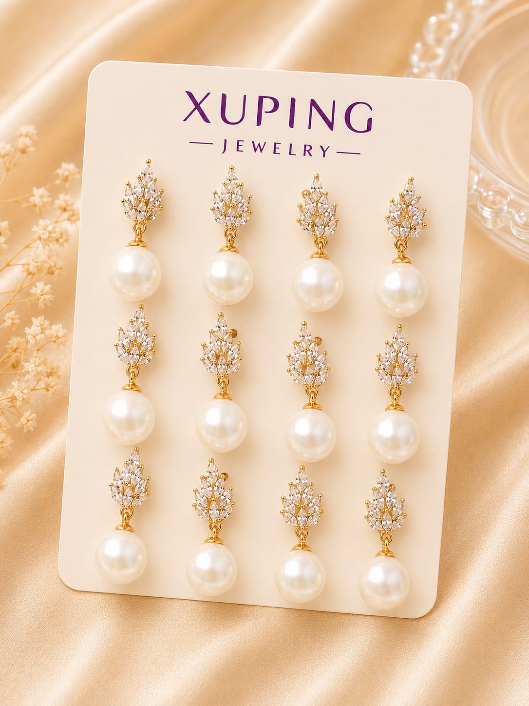 Marquise Leaf Pearl Drop Earrings