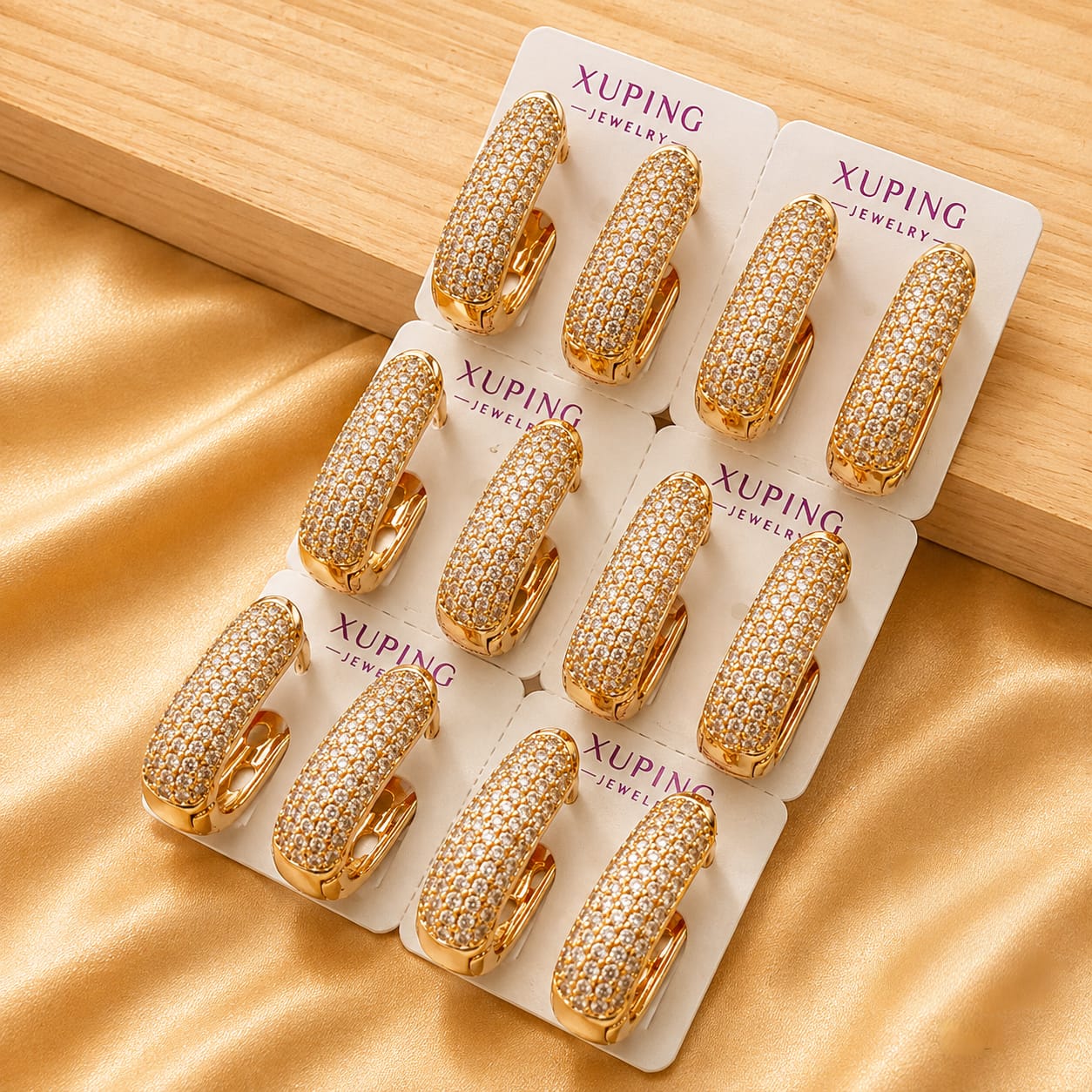Chunky Pavé U-Hoop Earrings