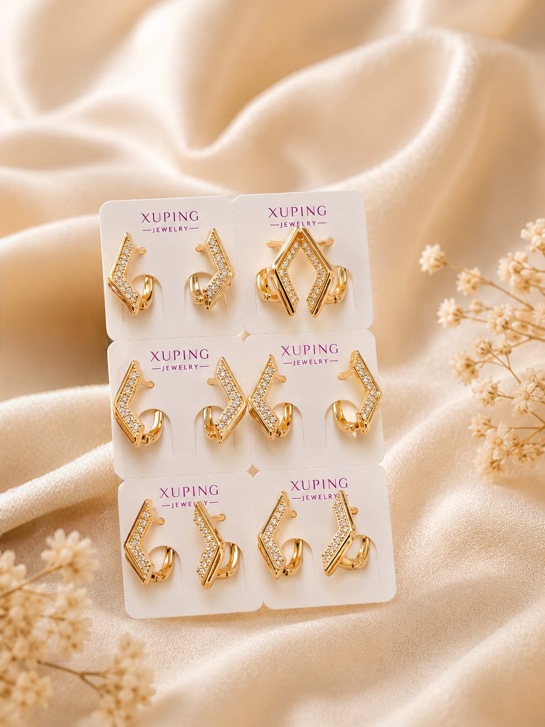 Chevron Pavé V-Hoop Earrings