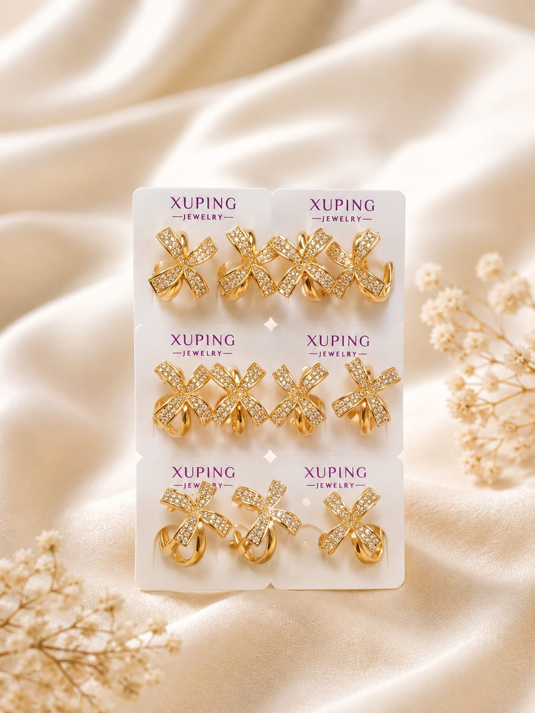 Pavé Cross-Bow Hoop Earrings