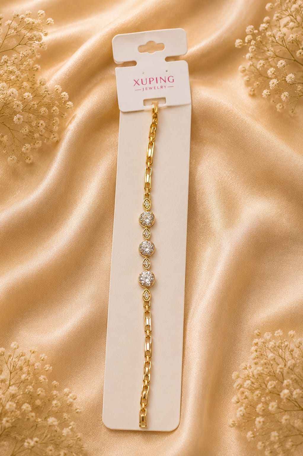 Triple Round Crystal Link Bracelet