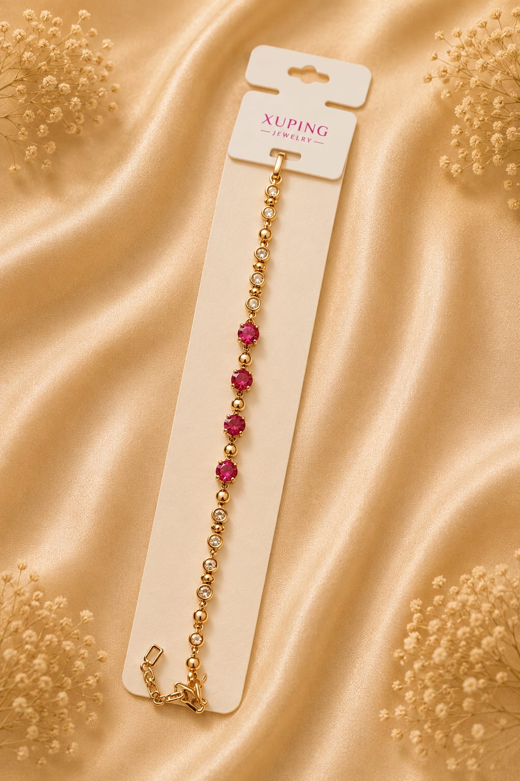 Red Crystal Bezel Bracelet