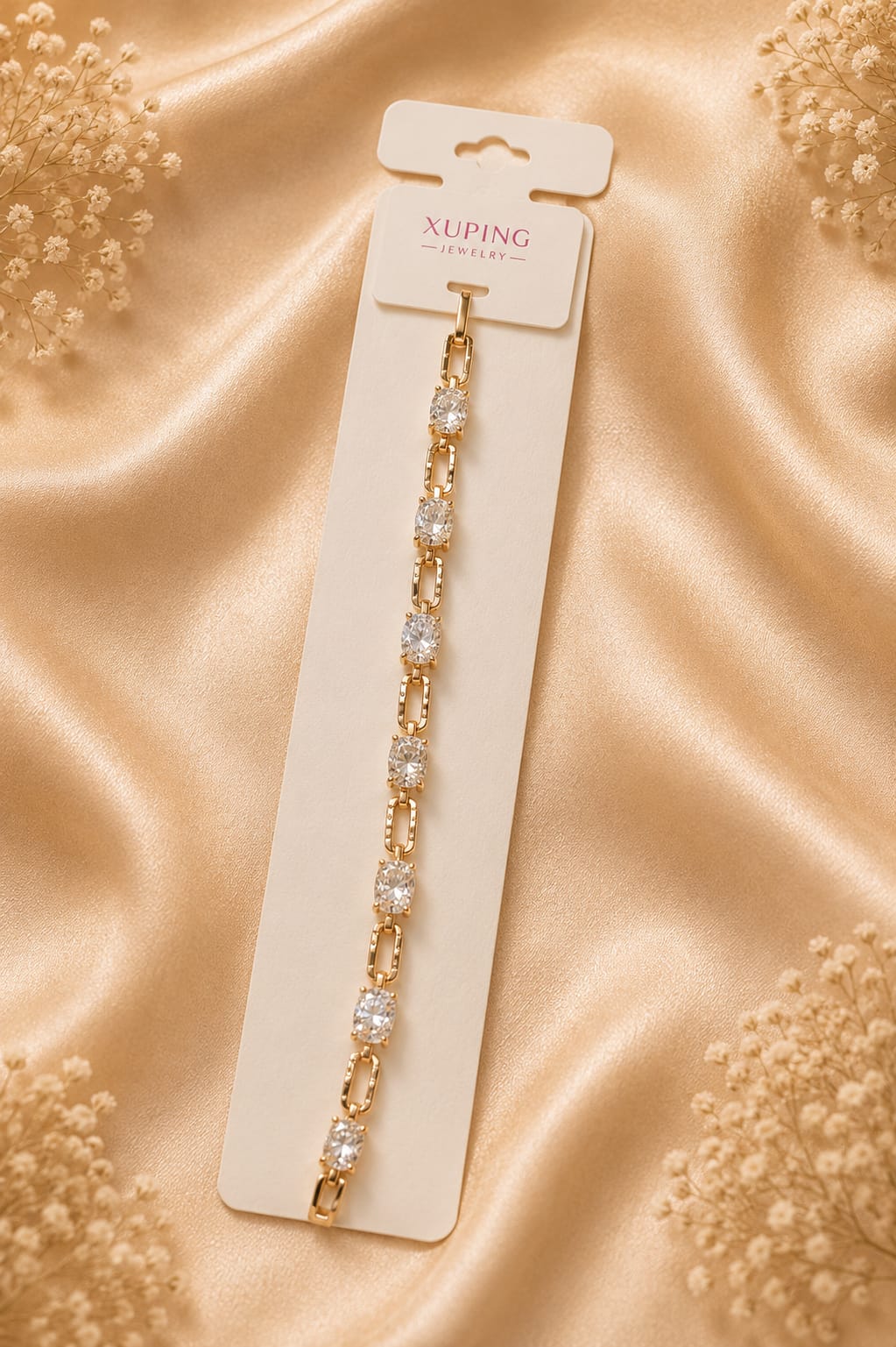 Round Crystal Paperclip Bracelet