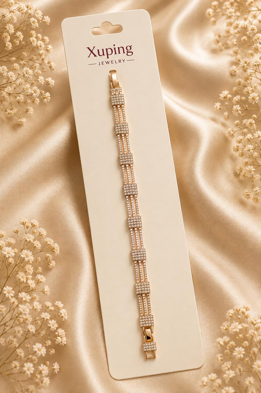 Wide Crystal Multi-Row Bracelet