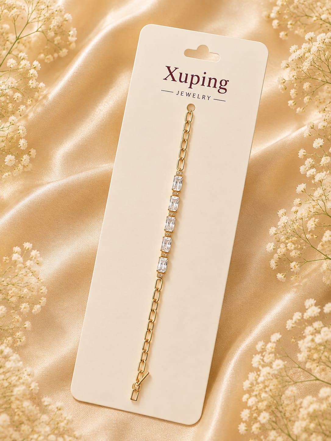 Emerald-Cut Crystal Chain Bracelet