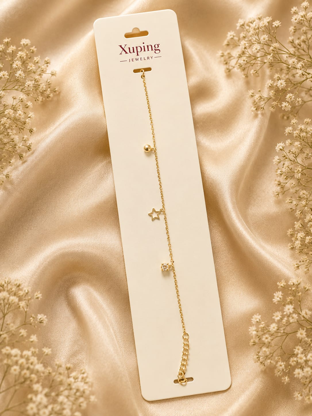 Star and Crystal Charm Chain Bracelet