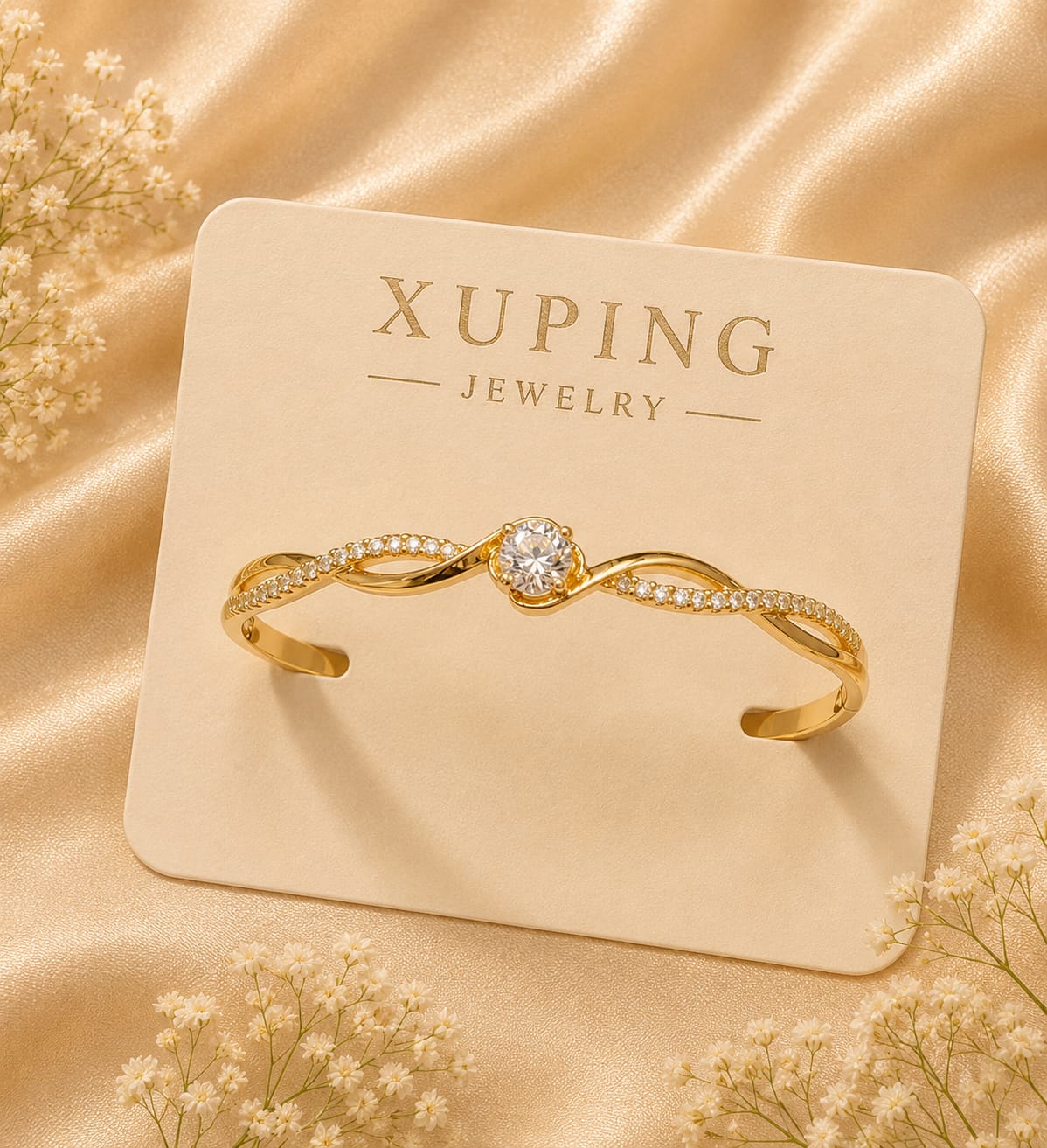 Twisted Infinity Solitaire Cuff Kada