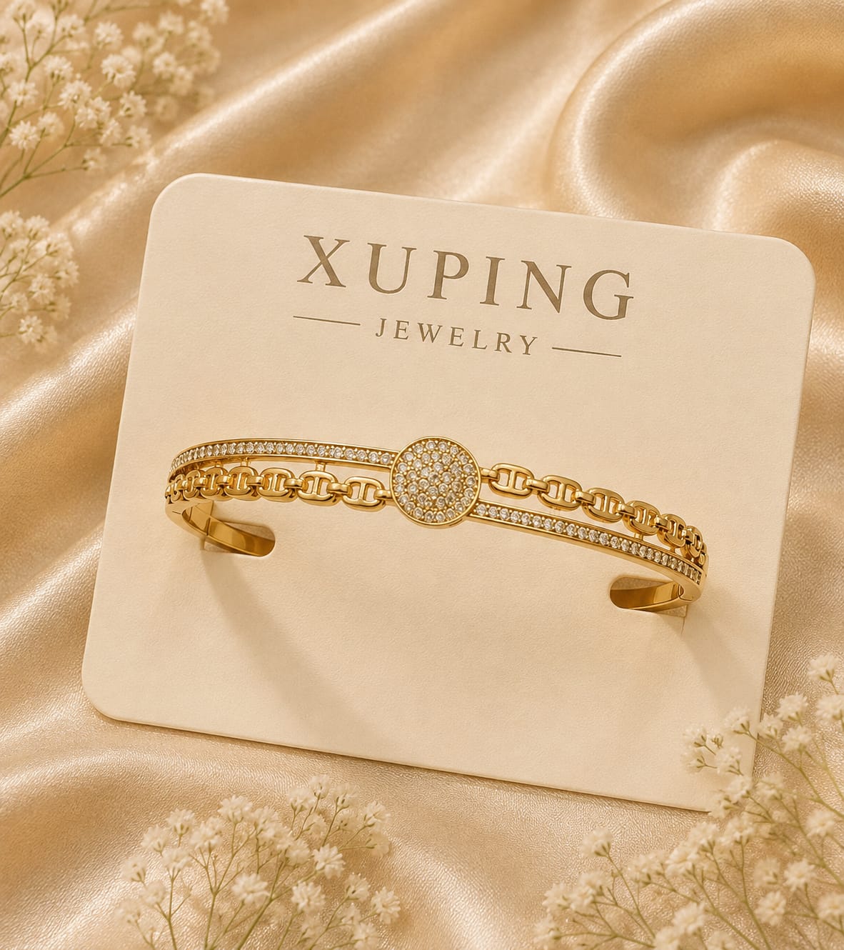 Anchor Chain Pavé Disc Cuff Kada