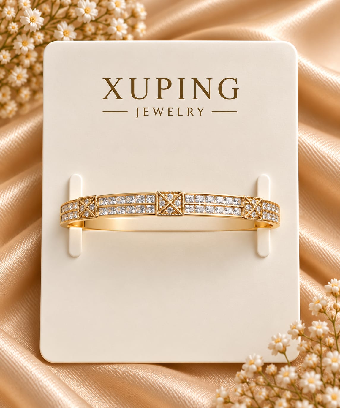 Princess Cut Pavé X-Motif Cuff Kada