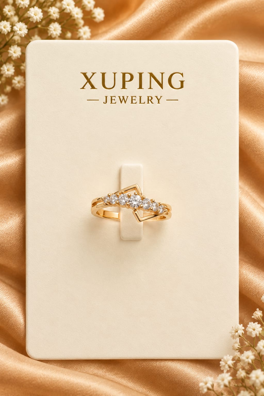 Graduated Crystal Diamond-Cut Ring
