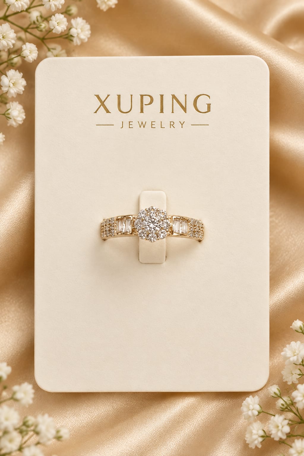 Floral Cluster Baguette Ring