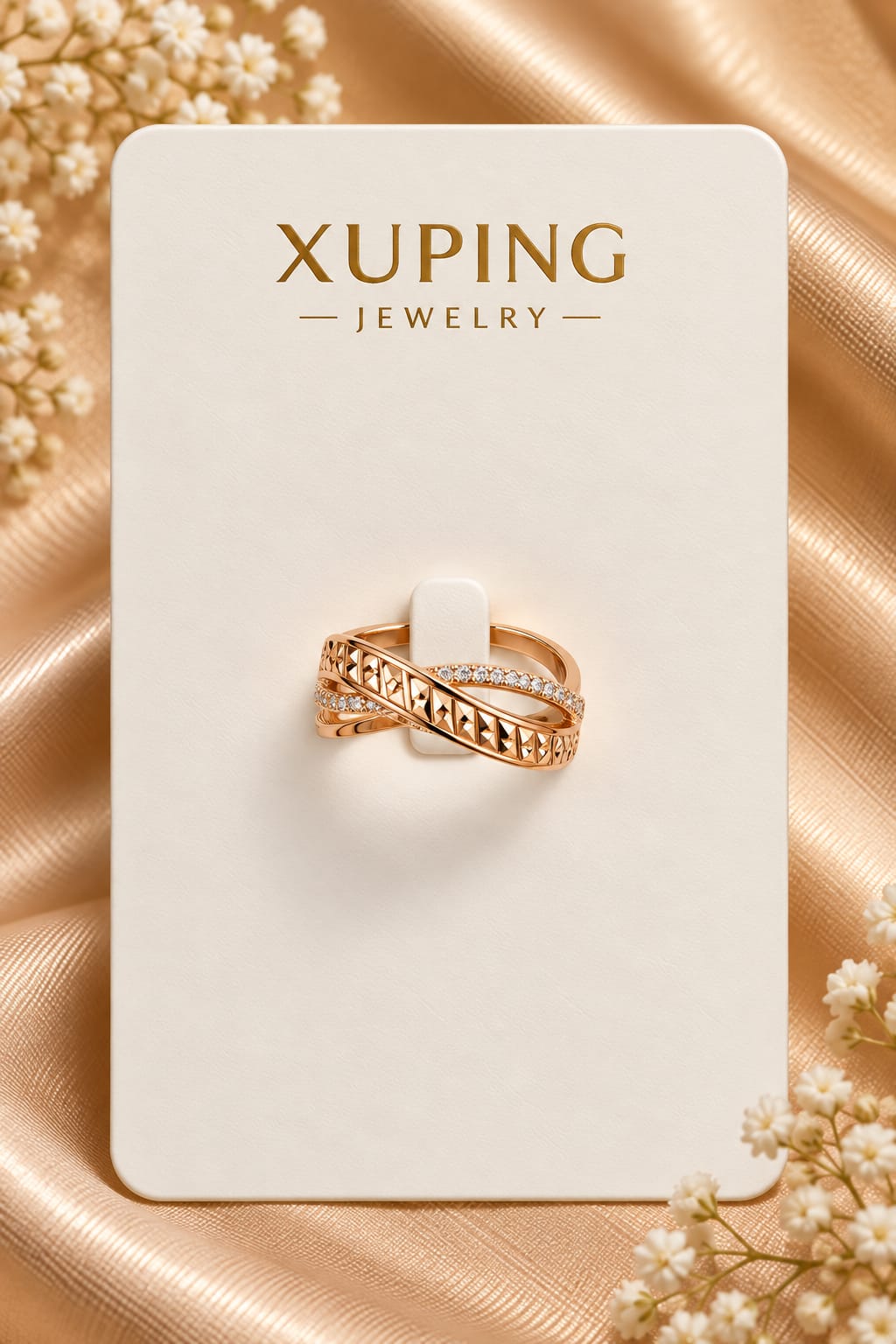 Crisscross Textured Pavé Ring