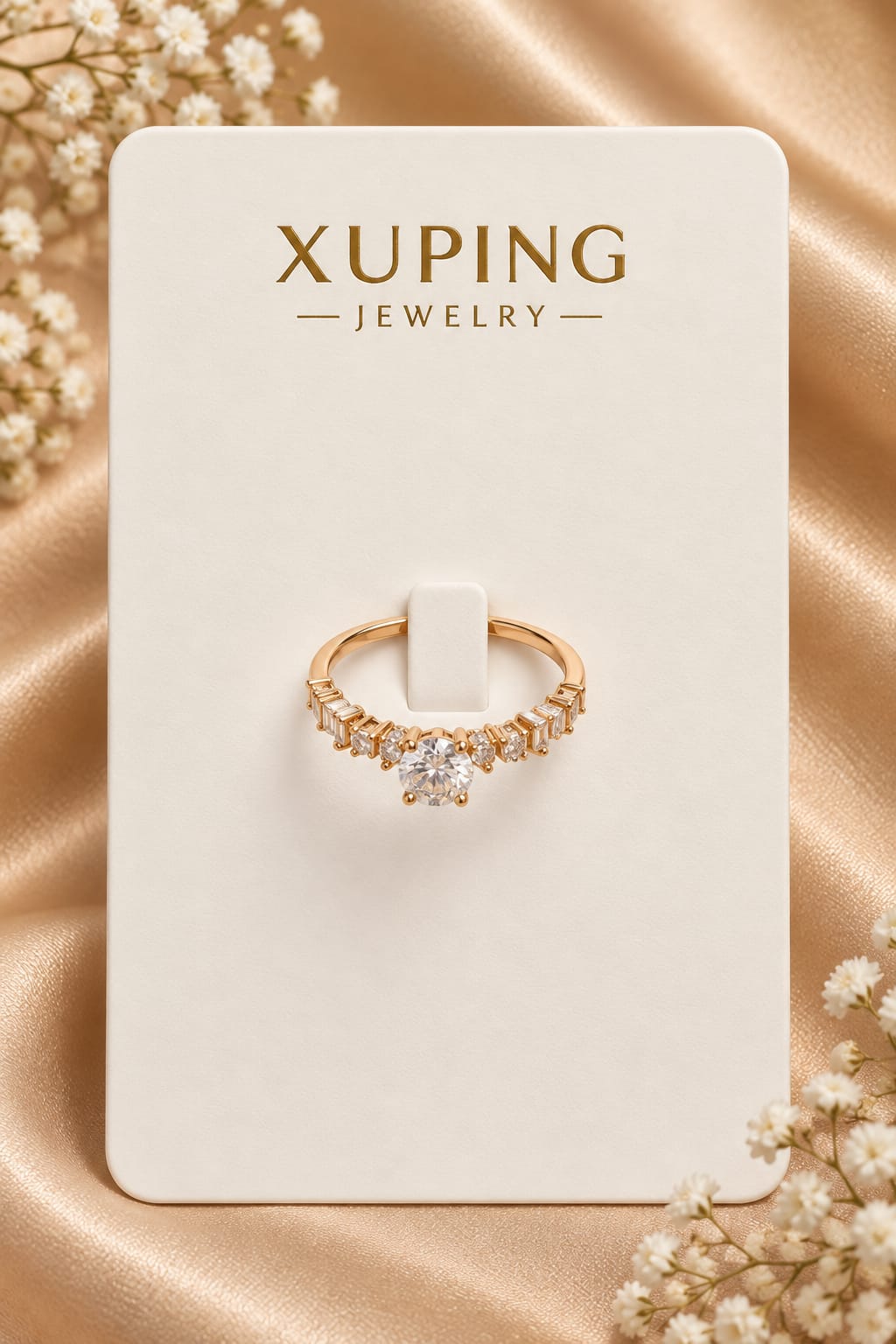 Baguette V-Setting Crystal Ring