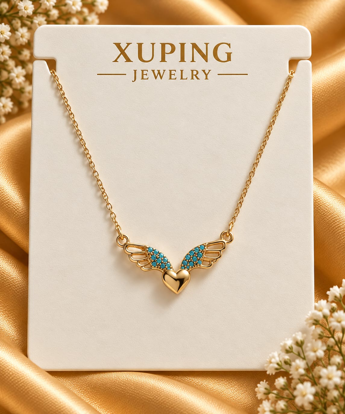 Angel Wing Heart Pendant Chain