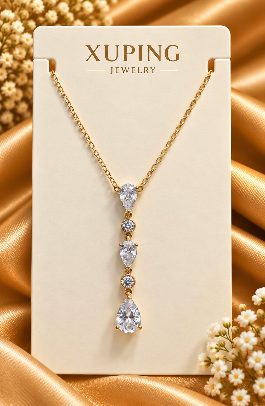 Cascading Pear Drop Pendant Necklace