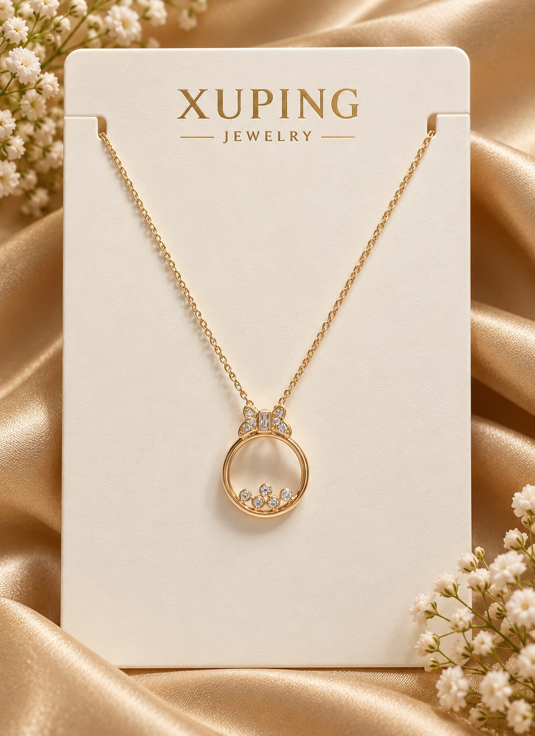 Bow Top Open Circle Pendant Necklace