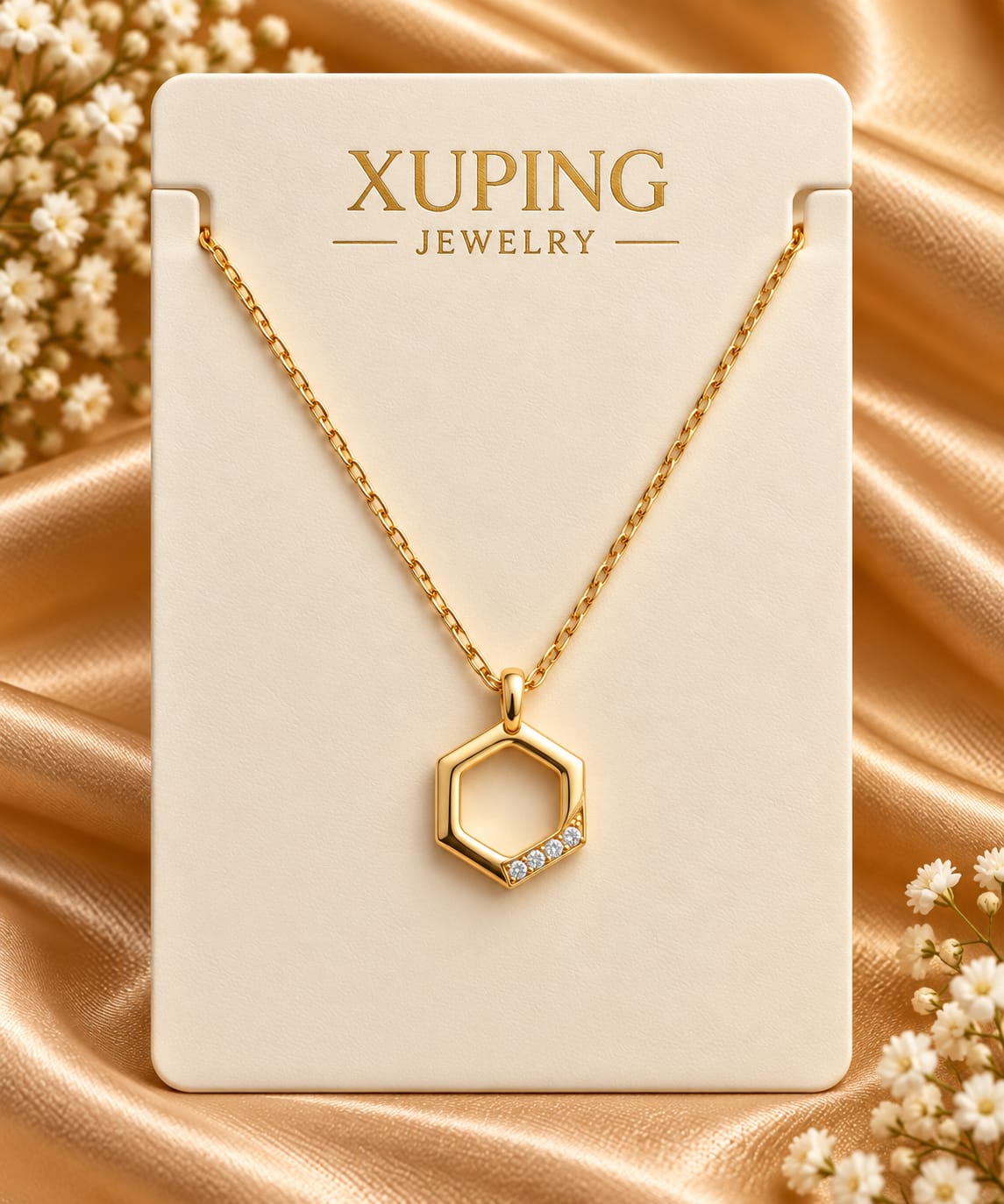 Hexagon Outline Pendant Necklace