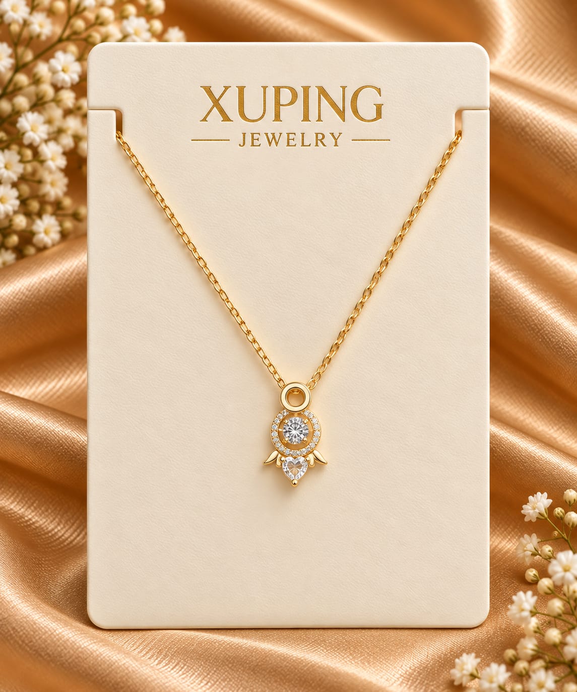 Halo with Heart Accent Pendant Necklace