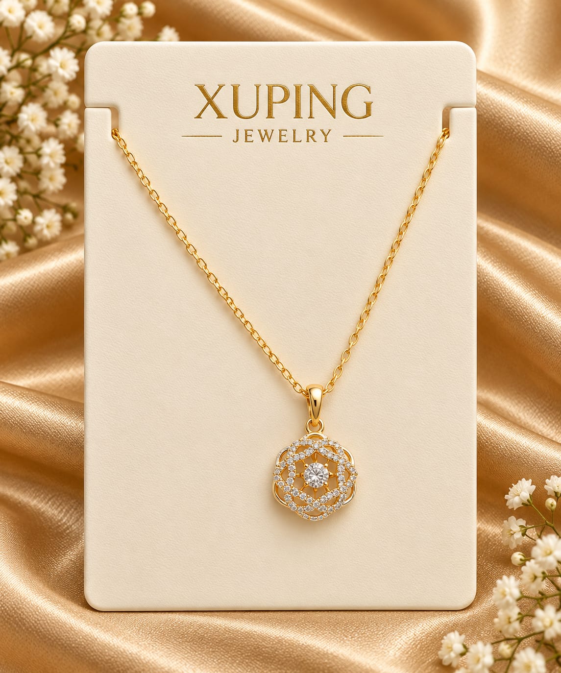 Elegant Floral Crystal Pendant