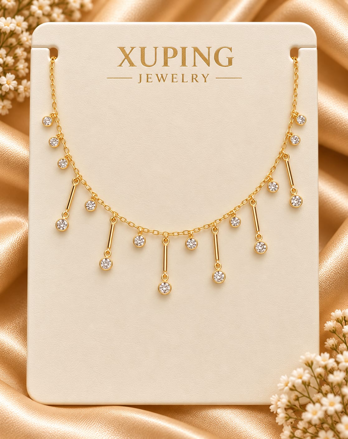 Cascading Crystal Charm Chain