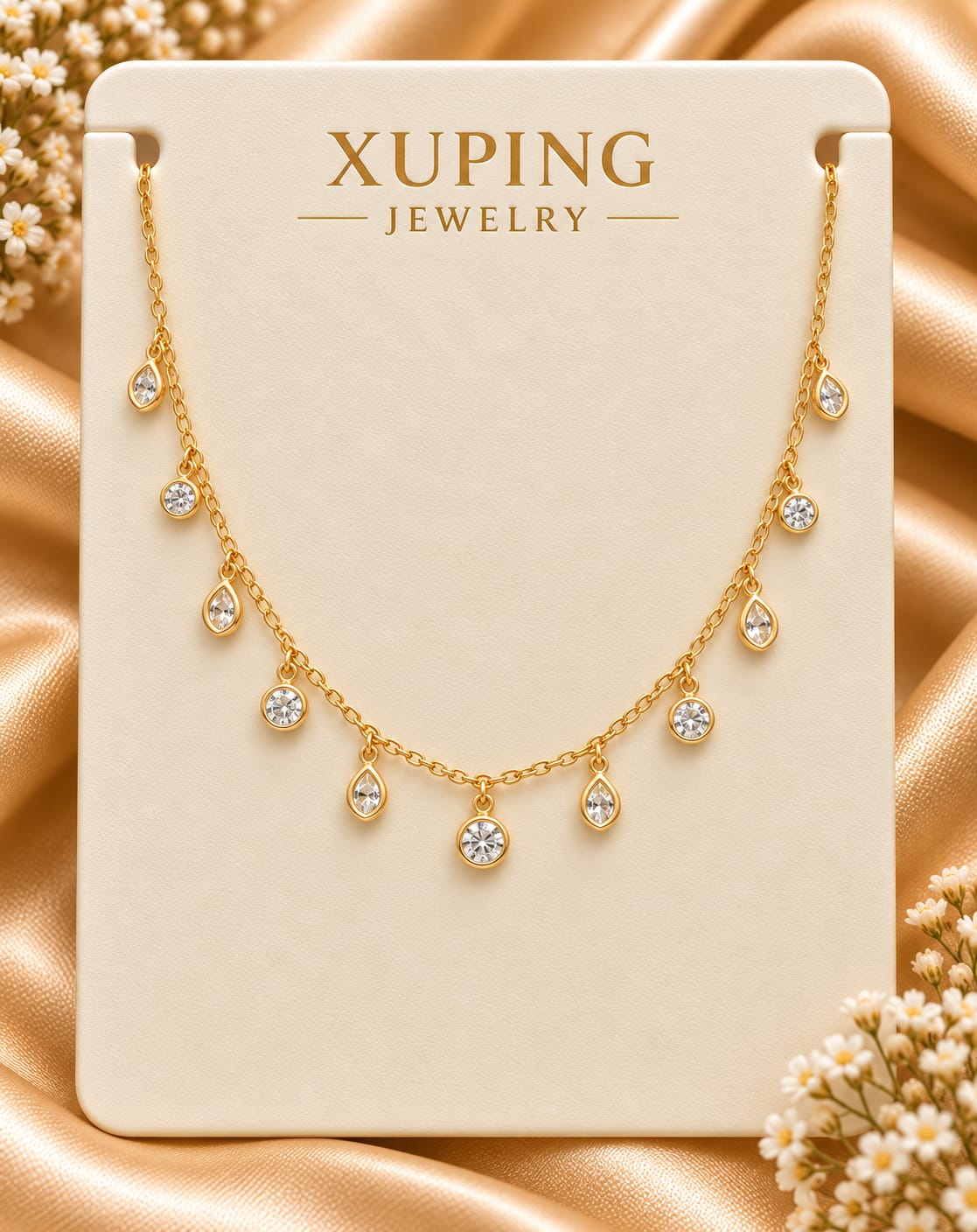 Teardrop Crystal Charm Necklace