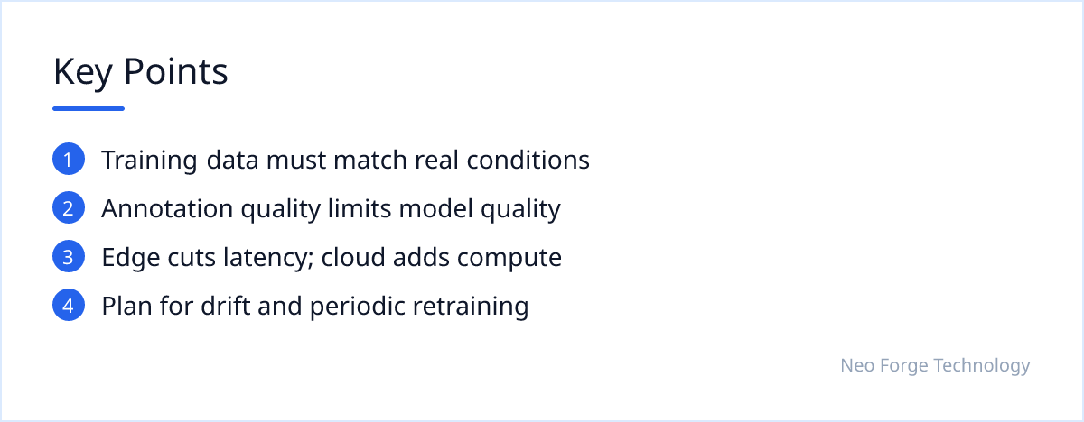 Four key takeaways about data, annotation, deployment choices and retraining for custom object detection.