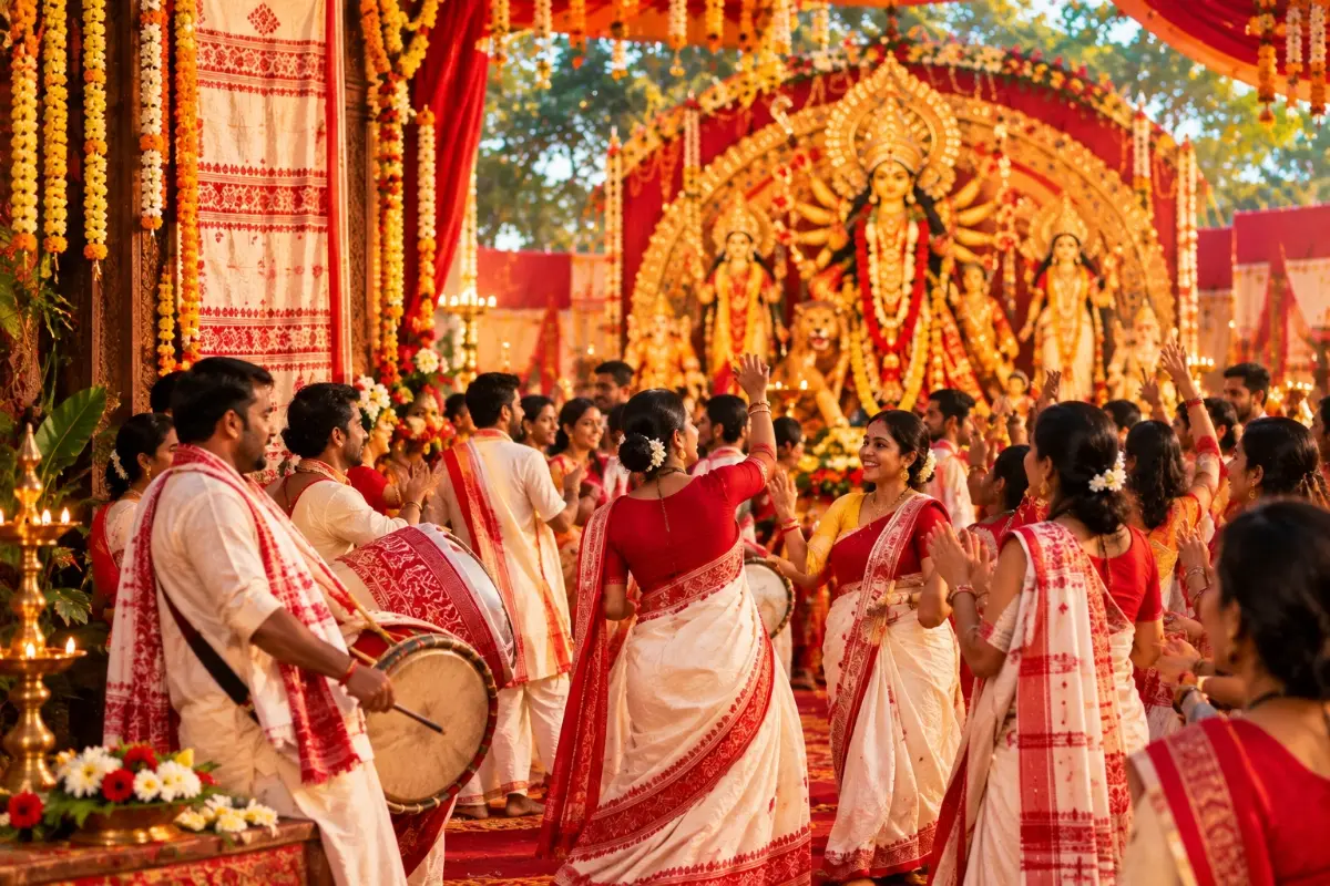 Bengali traditional clothes Durga Puja
