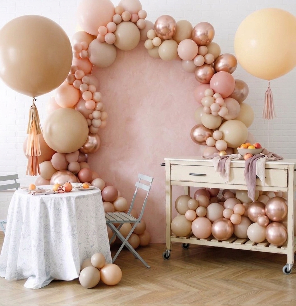 Neutral blush balloon decor