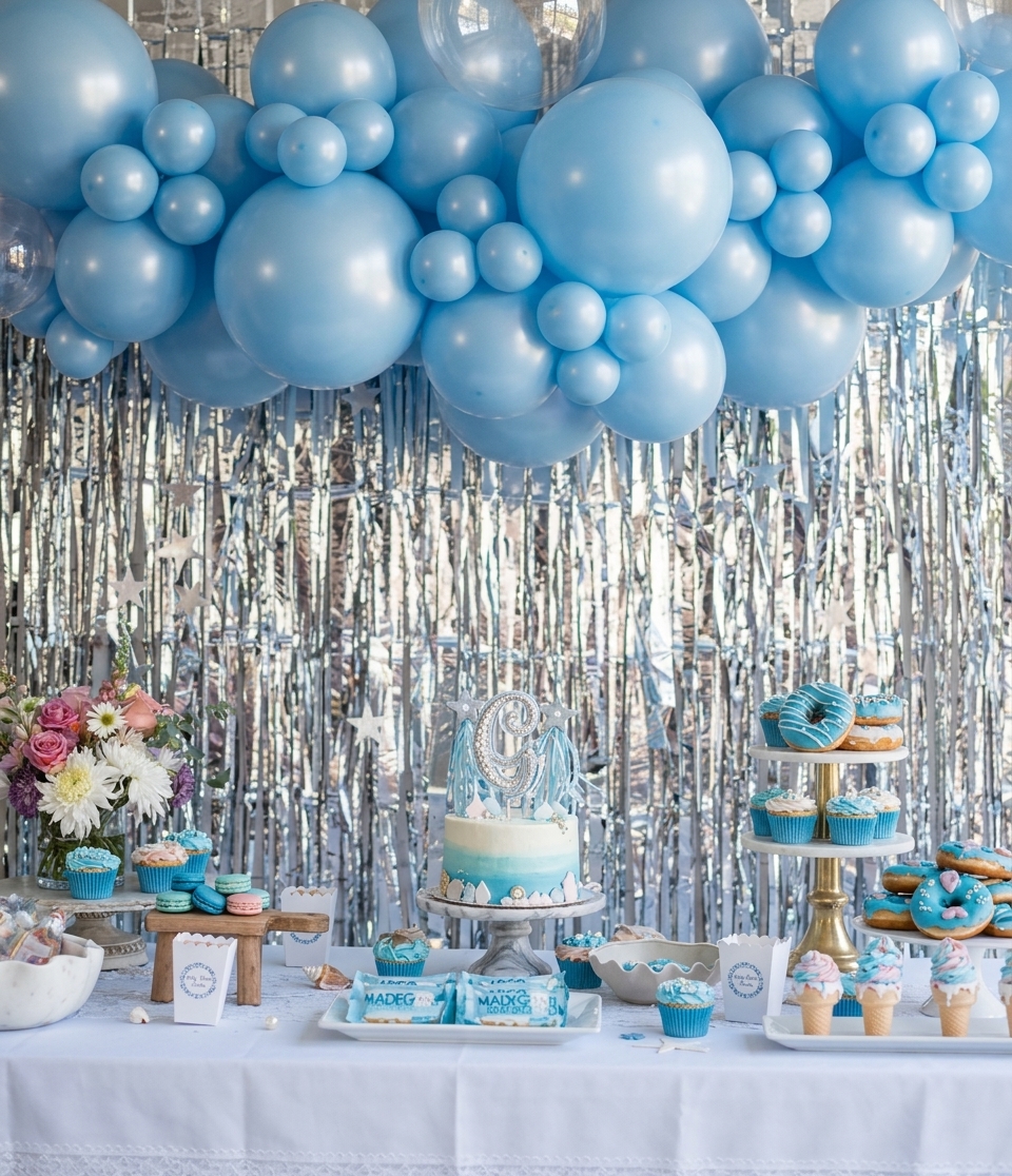 Baby blue balloon decor