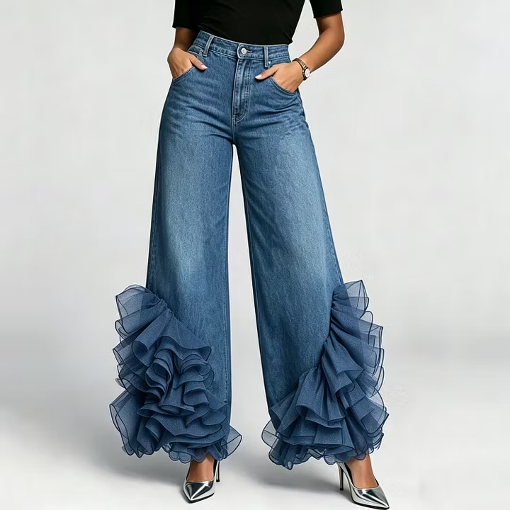 Womens ruffles jeans