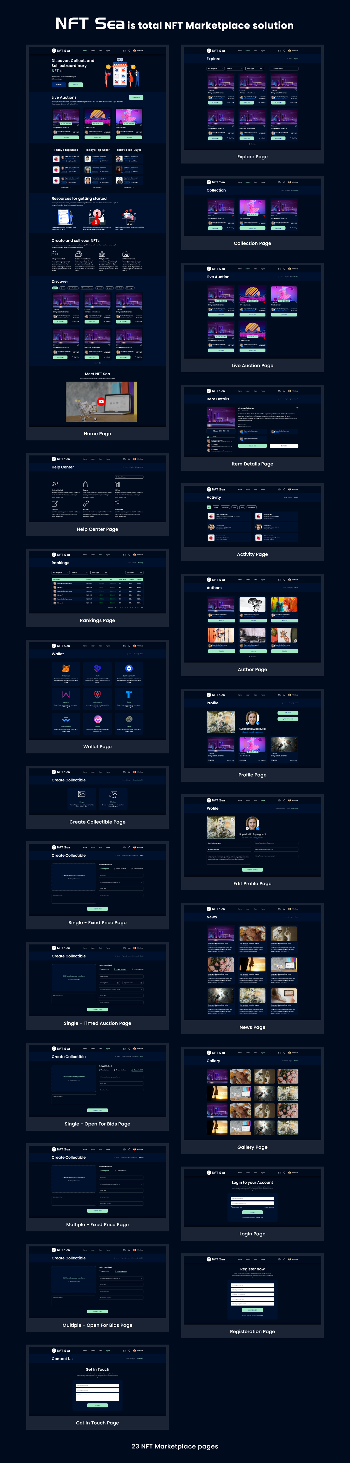 NFT Sea - NFT Marketplace Website XD UI Kit