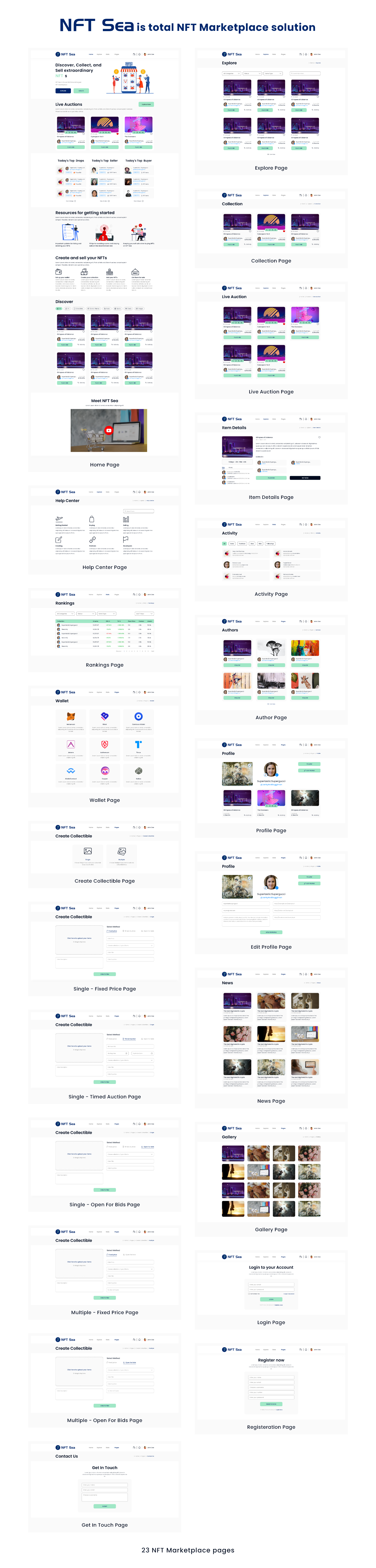 NFT Sea - NFT Marketplace Website XD UI Kit