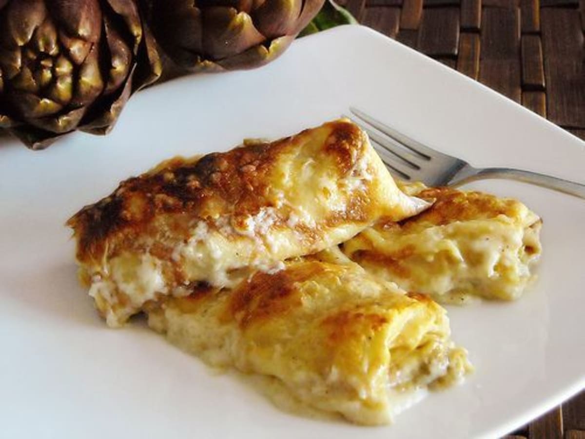 Le crespelle ai carciofi le trovate in inverno/primavera pronte per essere infornate