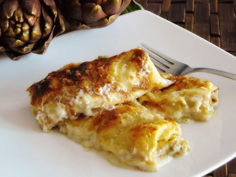 Le crespelle ai carciofi le trovate in inverno/primavera pronte per essere infornate