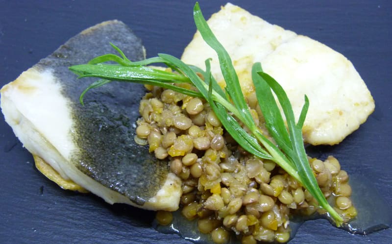 Rombo con lenticchie in umido