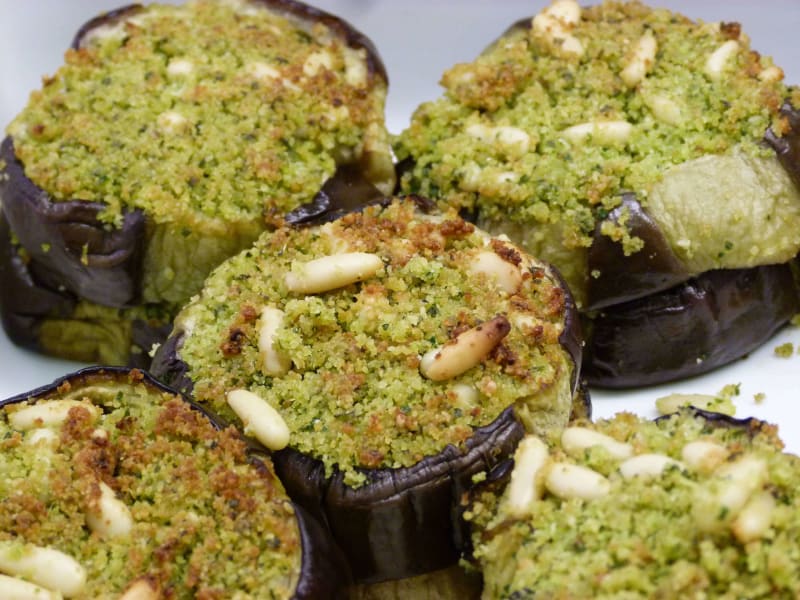 Tronchetti di melanzana gratinati.