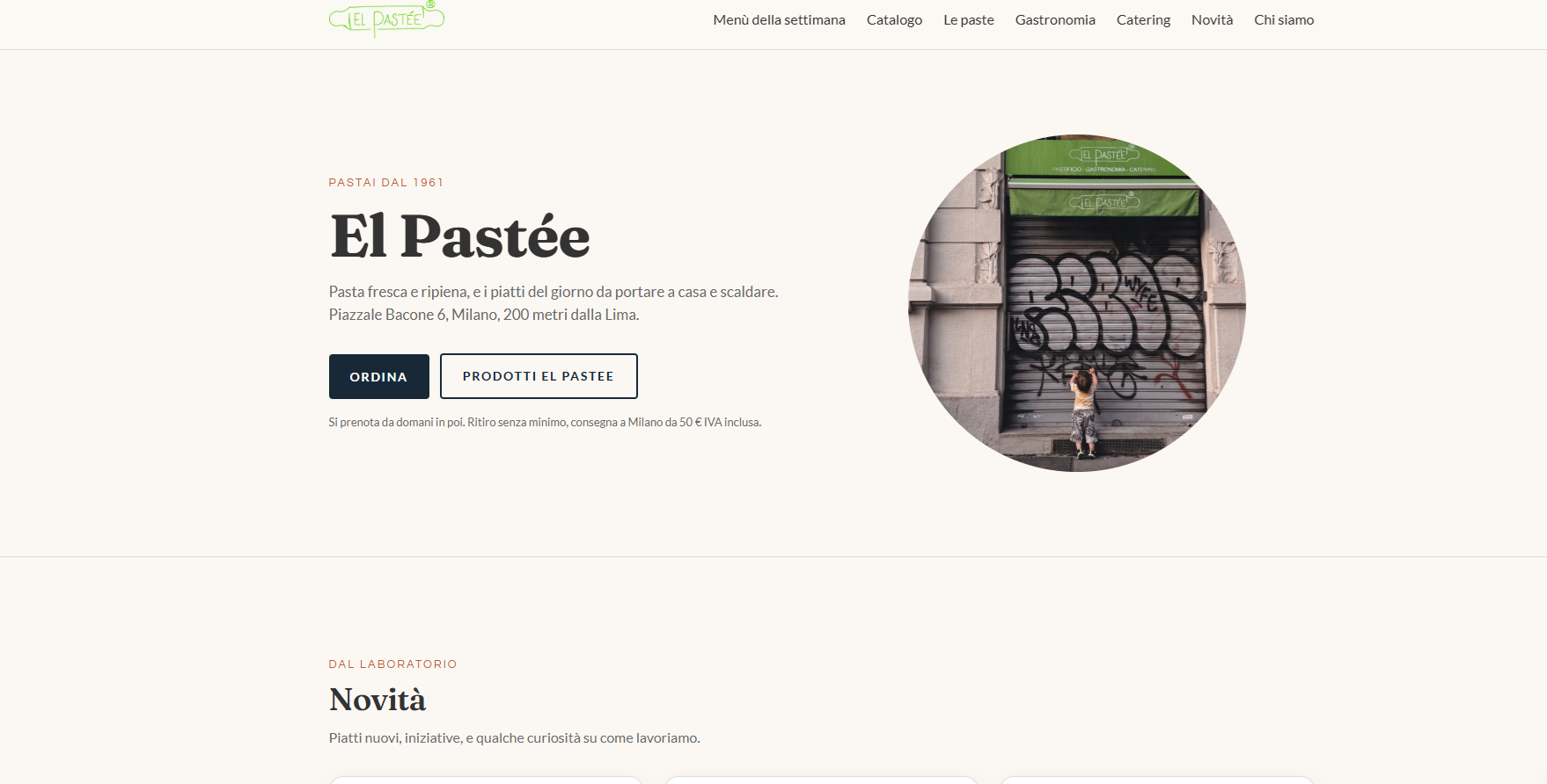 La nuova home page del sito