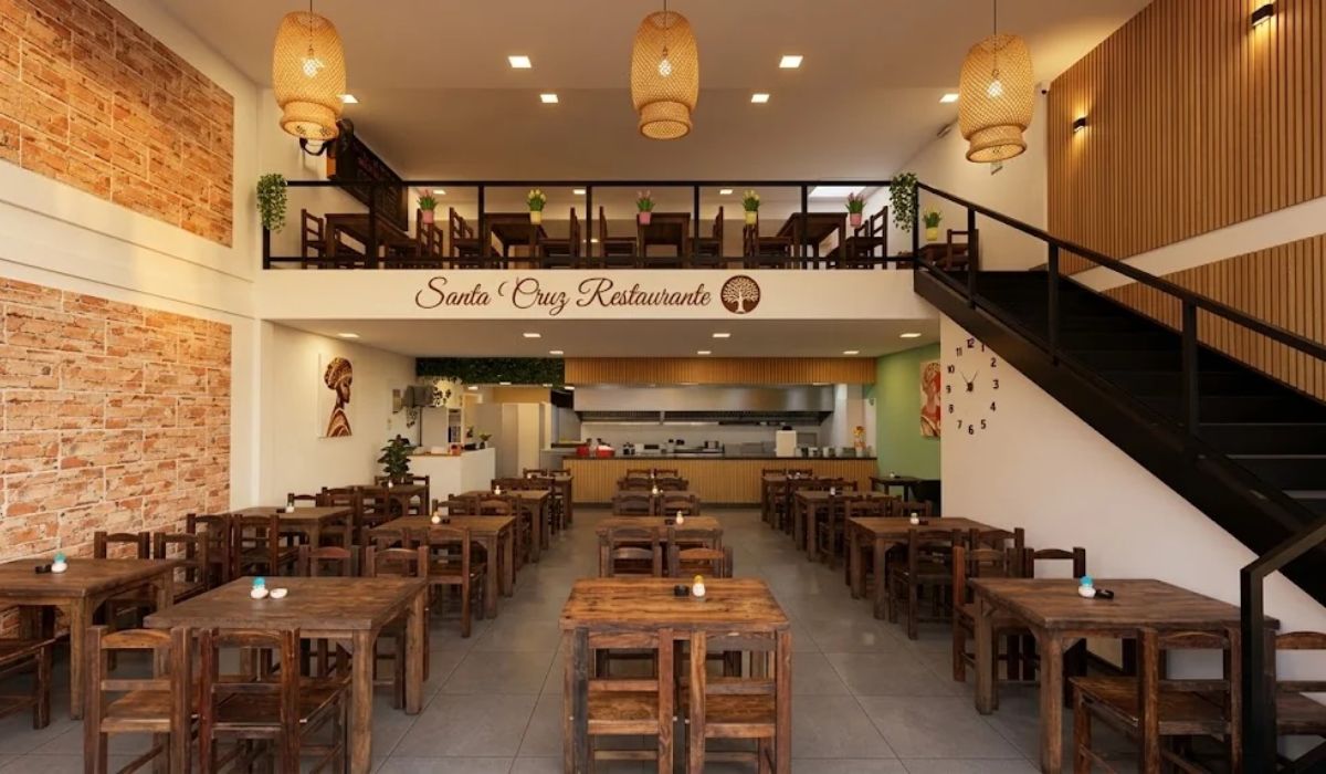 Salón principal en doble altura de Santa Cruz Restaurante