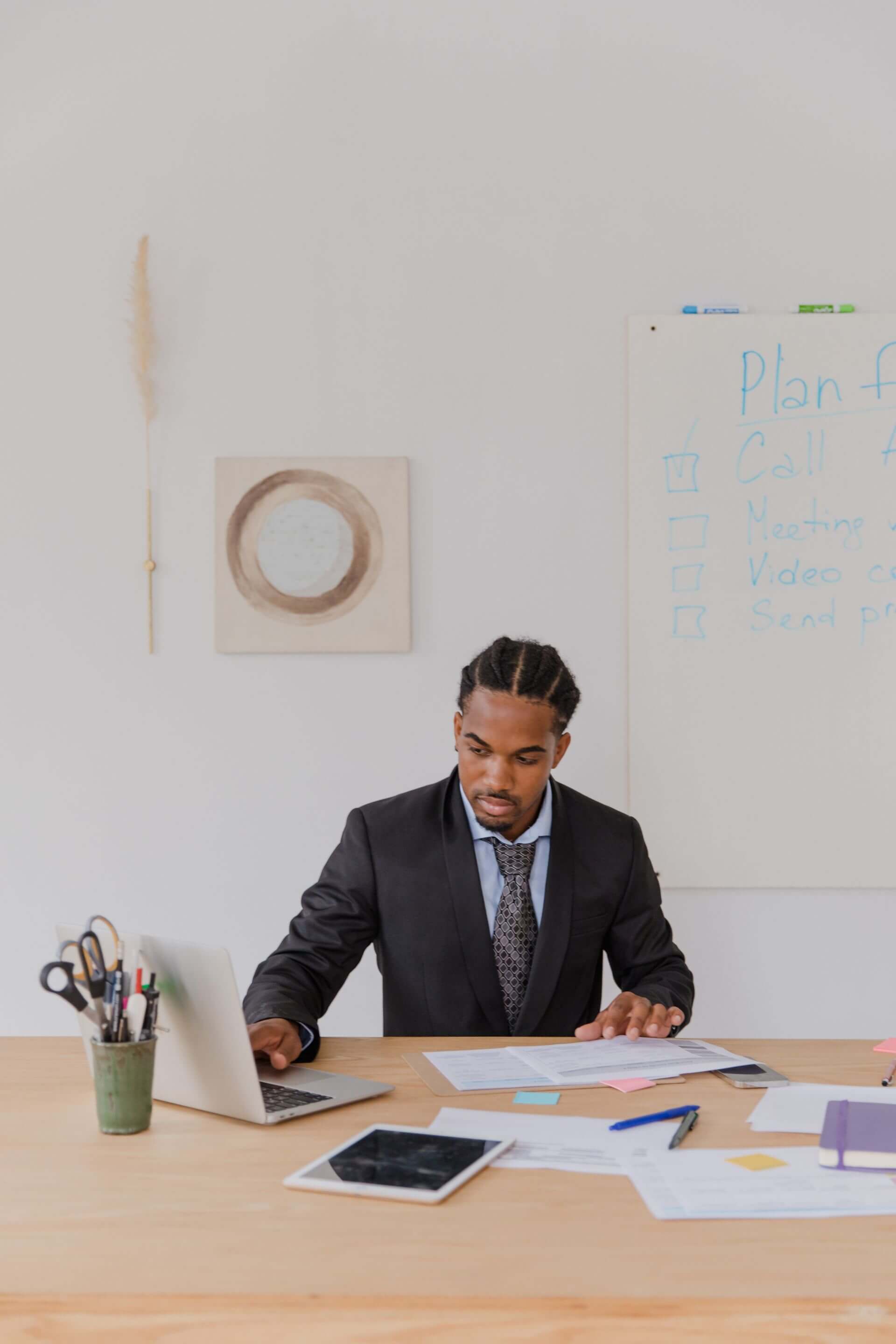 An employee focused at her desk