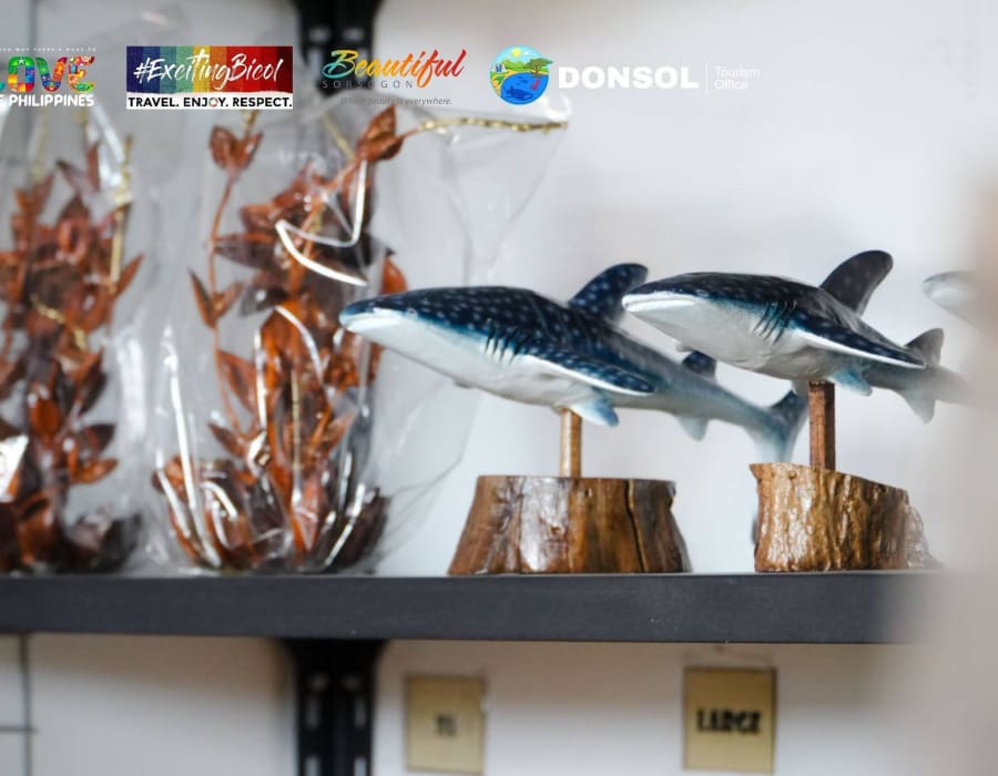 Whale shark themed souvenir selection at the Donsol Pasalubong Center
