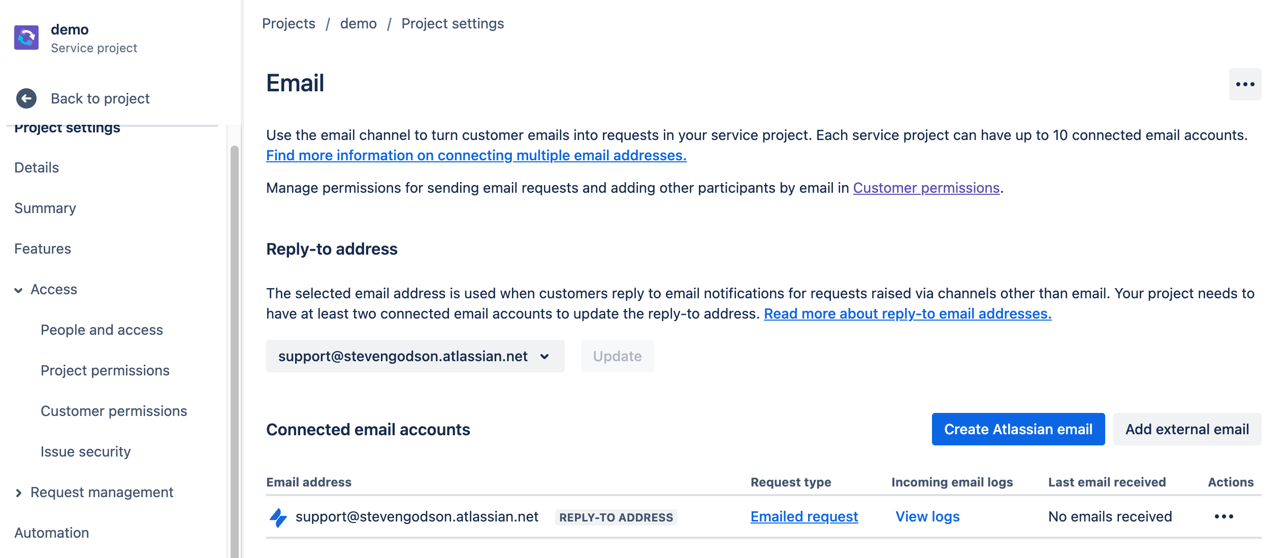Email settings