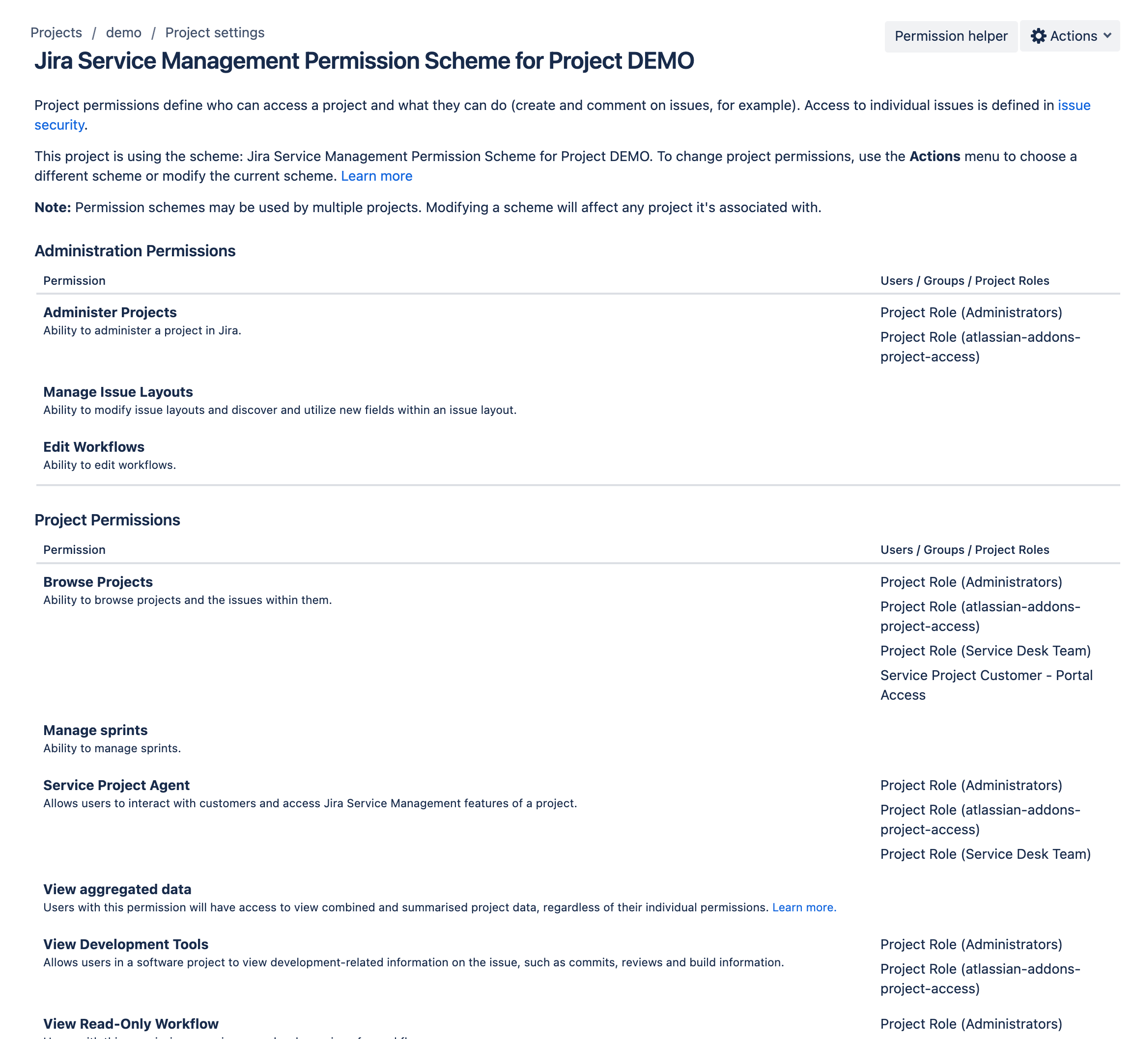 Project permissions