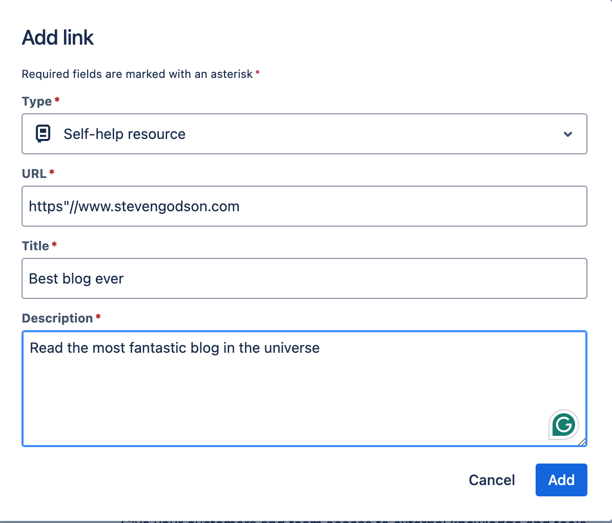 Add link form