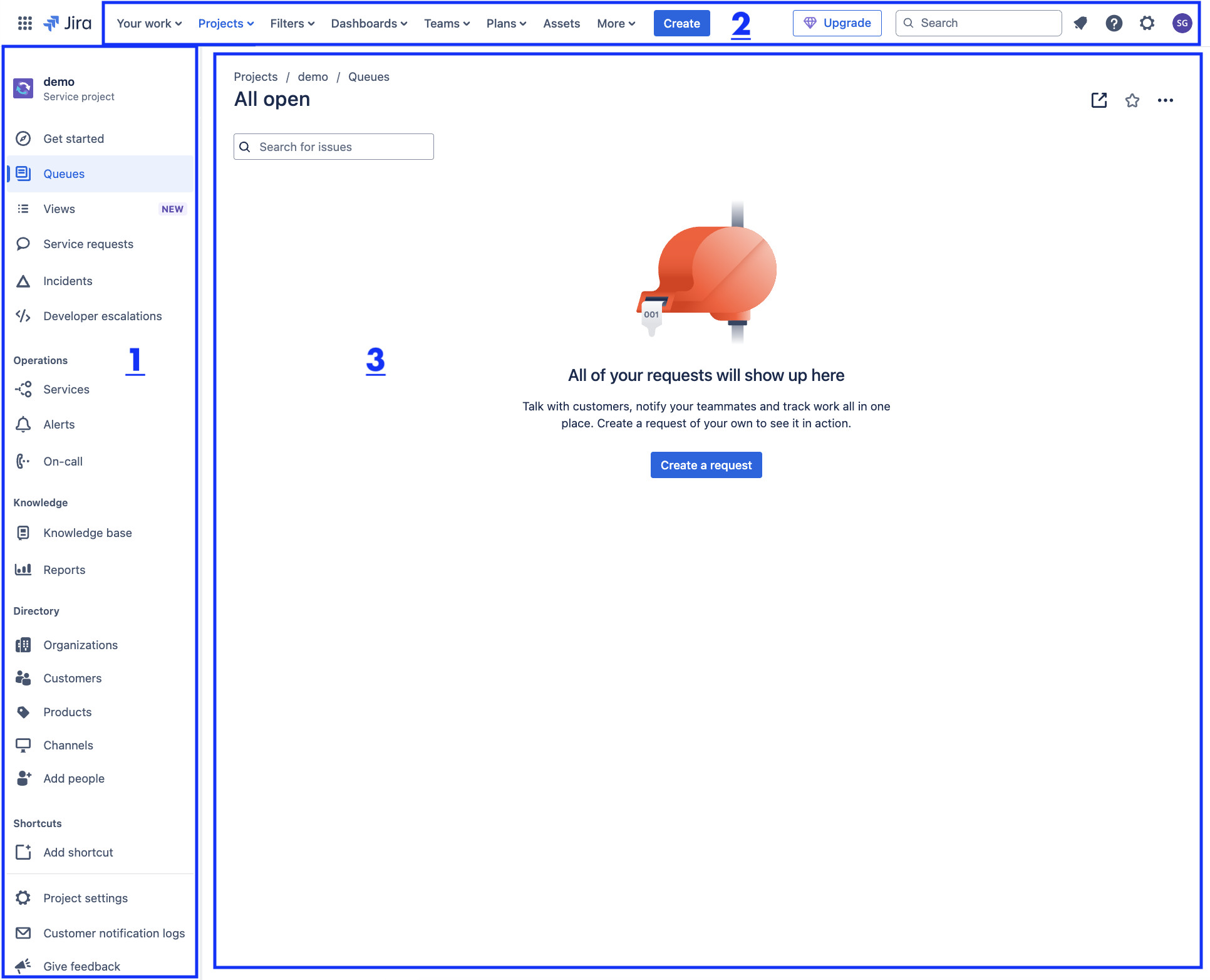 User portal sections