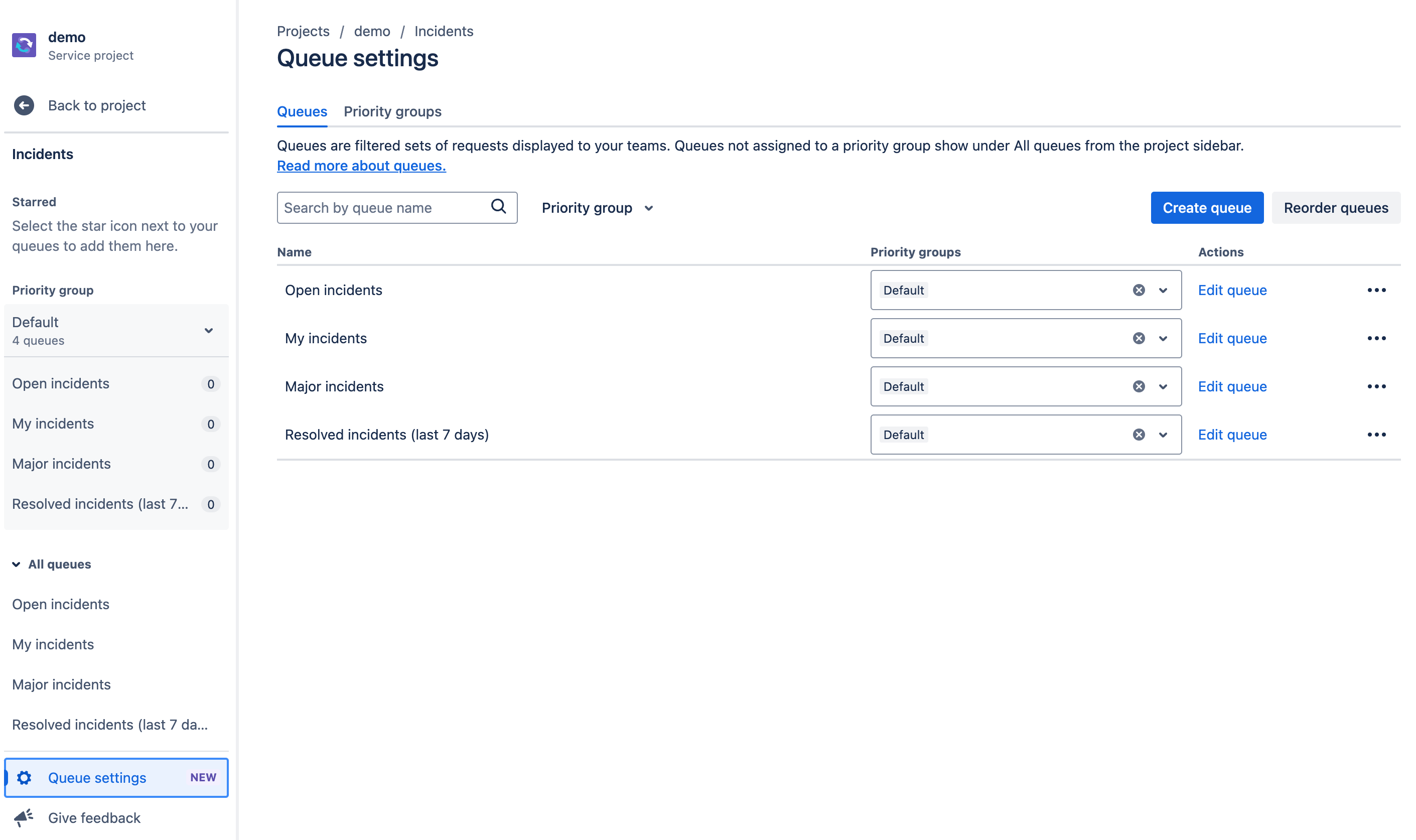Incident queues
