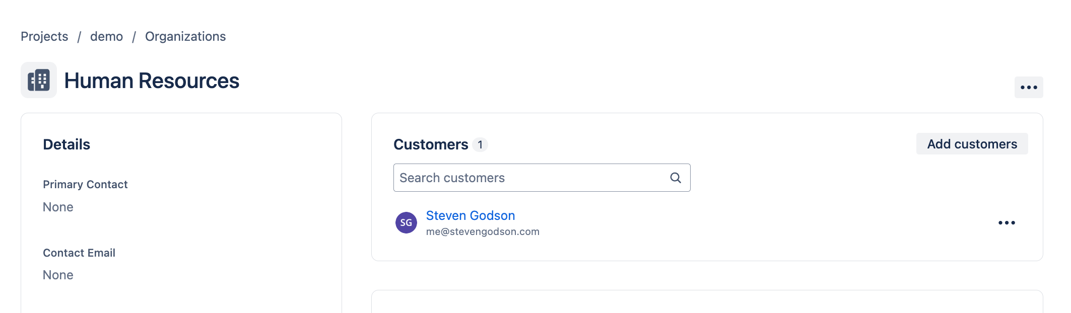 link customer to org