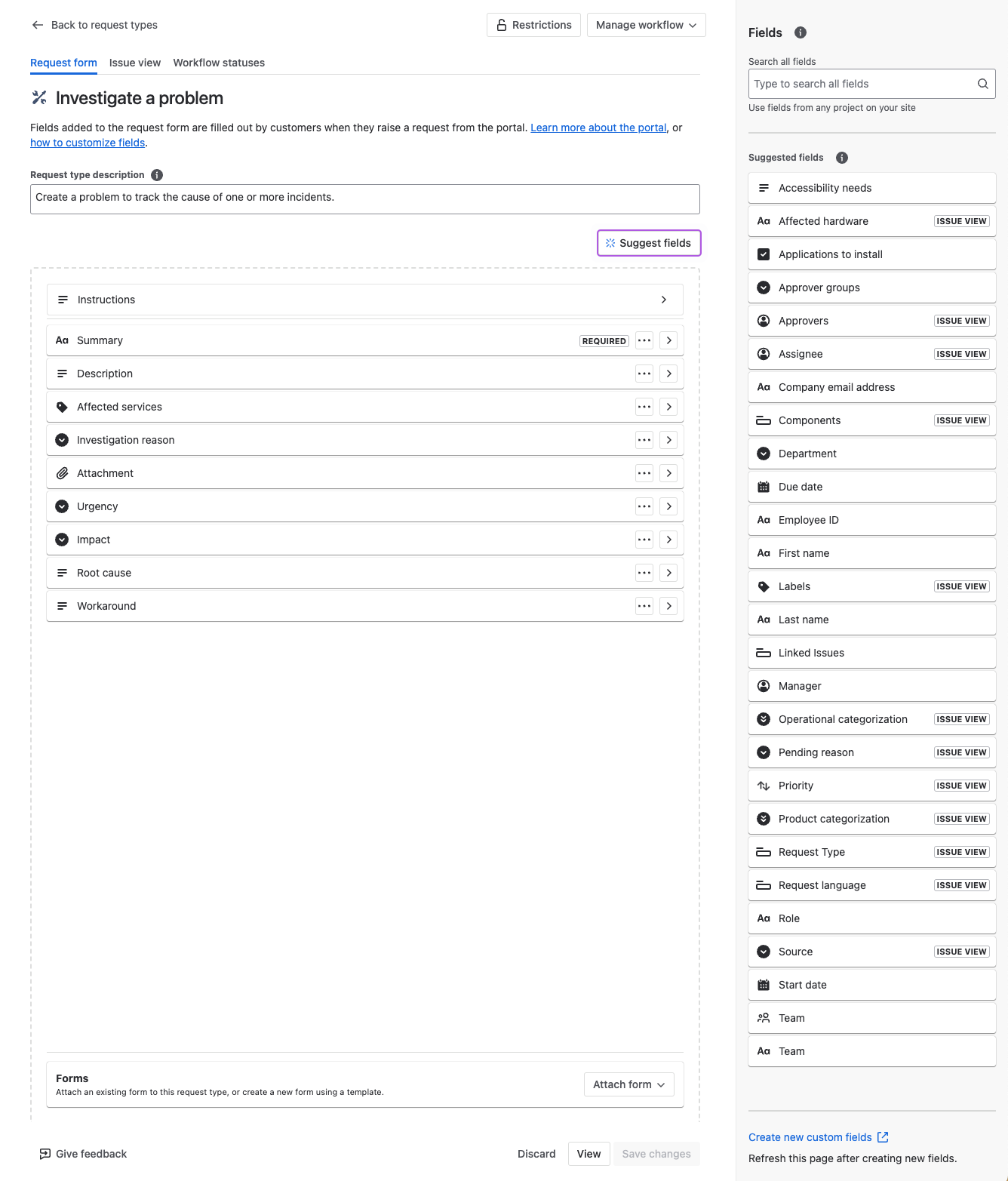 Manage request type