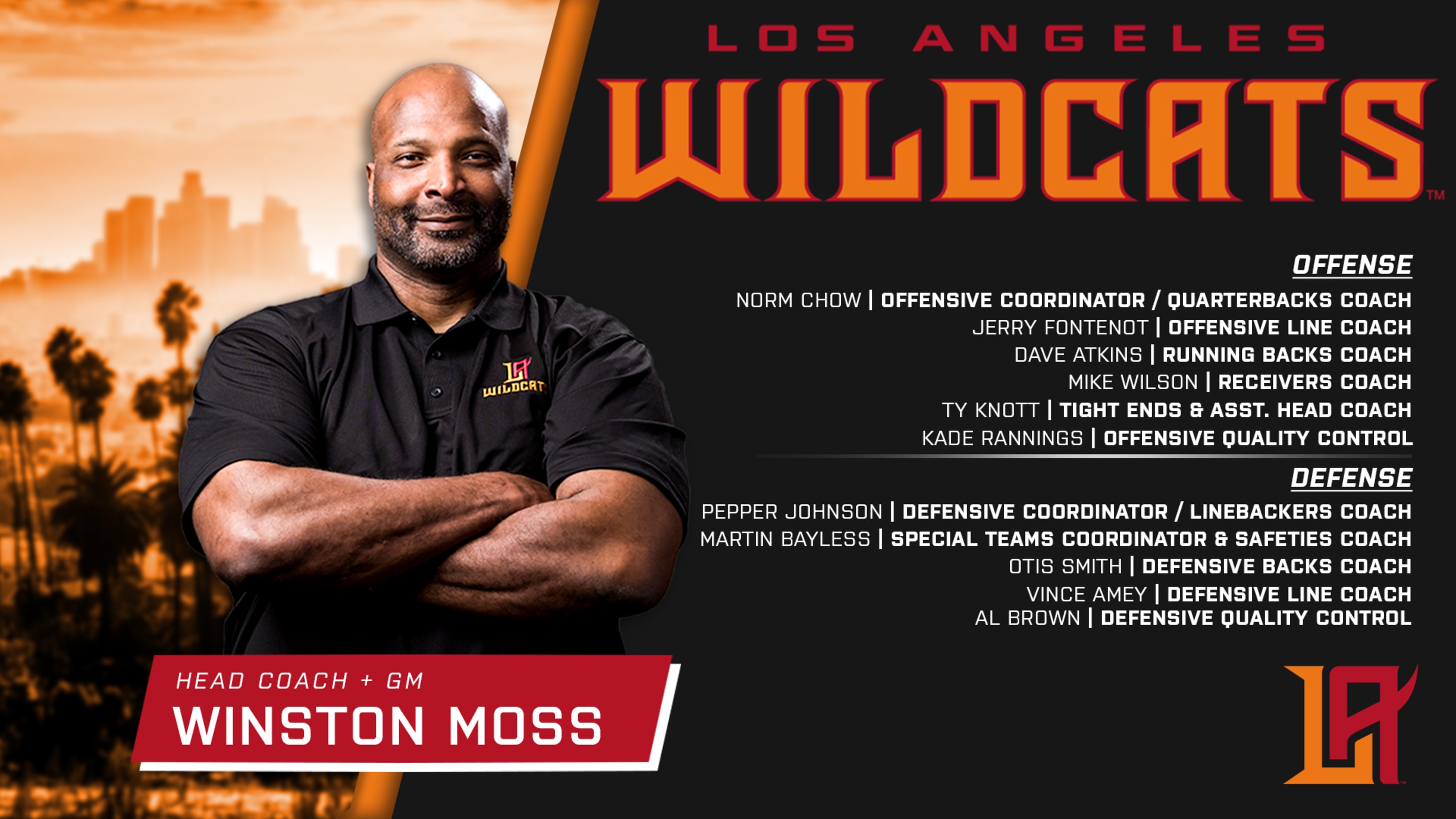 Official Los Angeles Wildcats roster, team, players and coaches